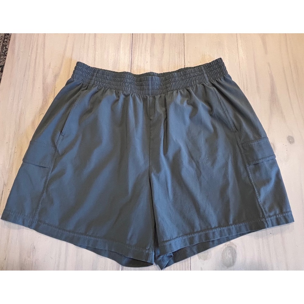 Z by Zella Womens Dark Gray Ripstop Cargo Hiking Shorts Size Large Elastic Waist